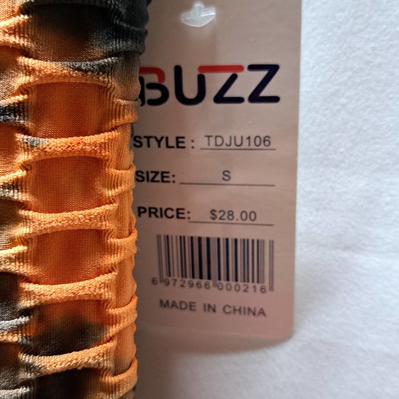 Buzz Small Orange Black Waffle fabric scoop neck bodysuit - Picture 5 of 7